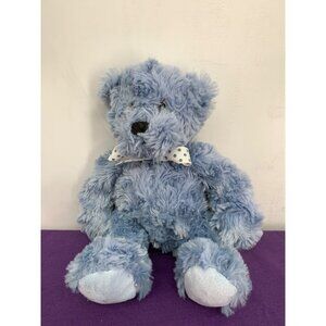 Ganz 10 Inch Rainbow Blue Bear H11895 White Bow with Blue Dots